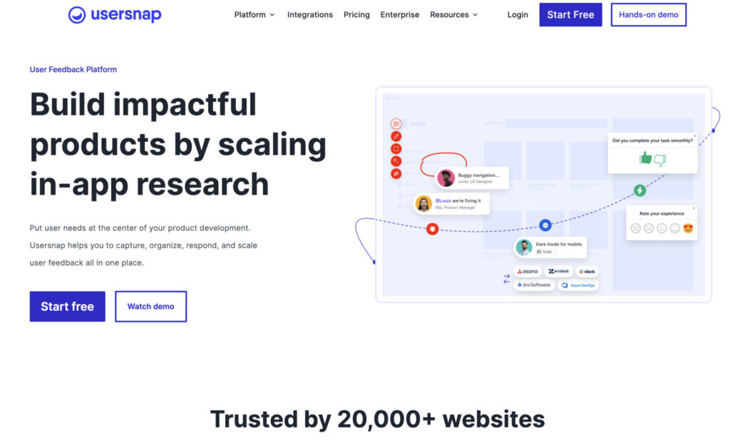 Usersnap for tracking bugs and issues